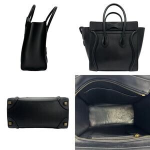 Celine Black Handbag Shopper Luggage Leather Gold
